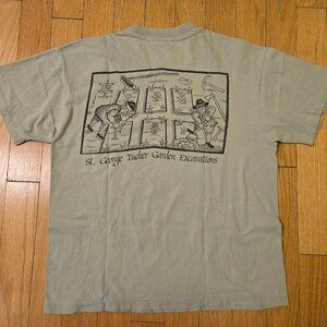 Vintage 90s Colonial Williamsburg Archaeology T Shirt Large Tan Single Stitch